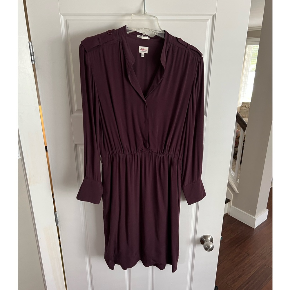 LL BEAN rayon long sleeved shirt dress VINTAGE size 8